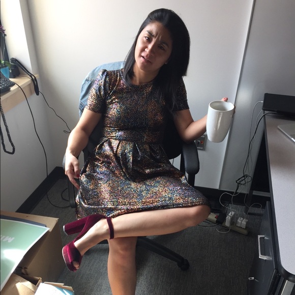 Lula Roe size small colorful metallic dress - Picture 3 of 6